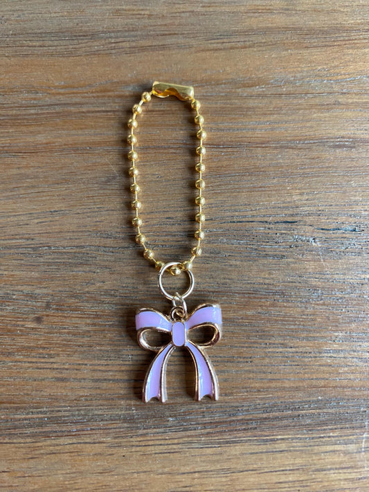Pink and Gold Bow Handle Charm