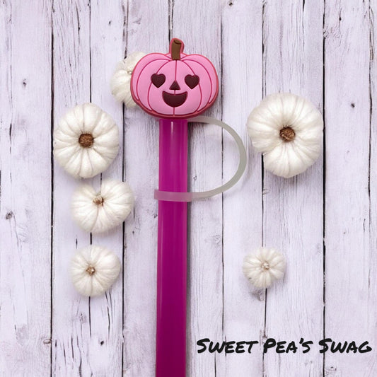 Pink Pumpkin Straw Topper for 10 mm Straws