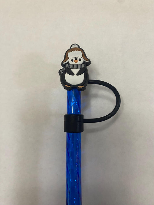 1 Deluxe Winter Penguin Straw Topper for 10 mm Straws