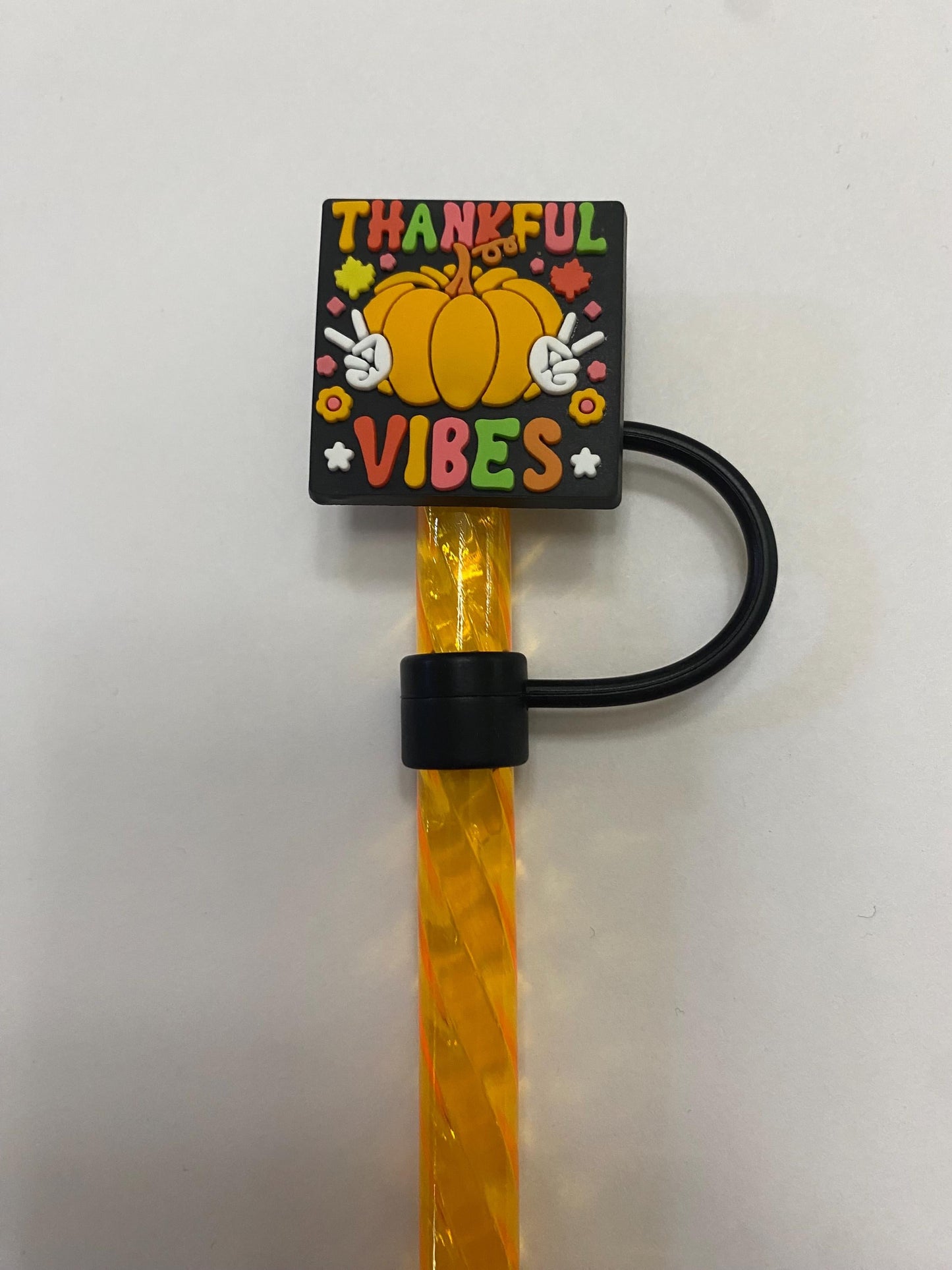 1 Deluxe Thankful Vibes Straw Topper for 10 mm Straws