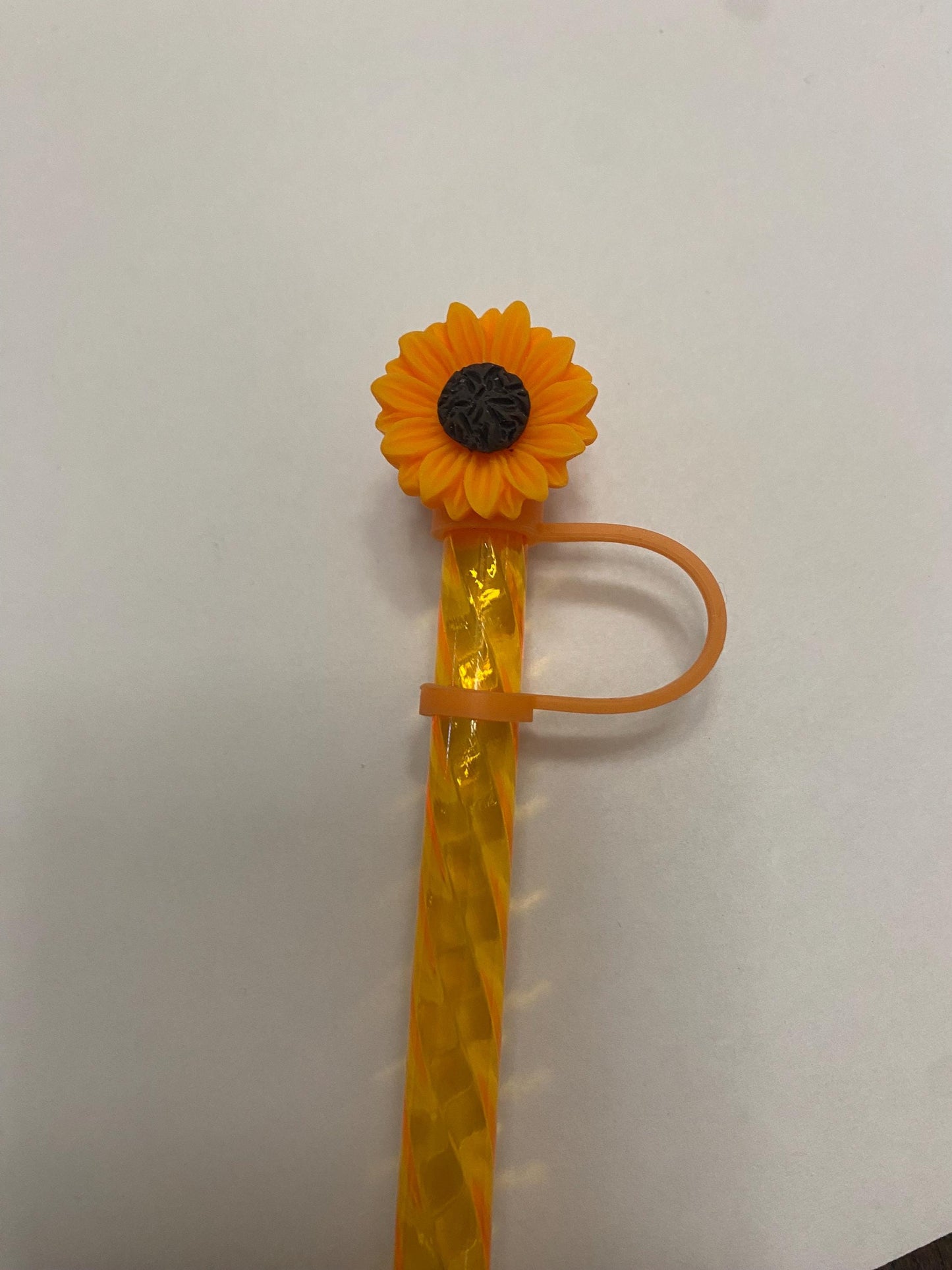 Acrylic Sunflower Flower Straw Topper for 10 mm Straws