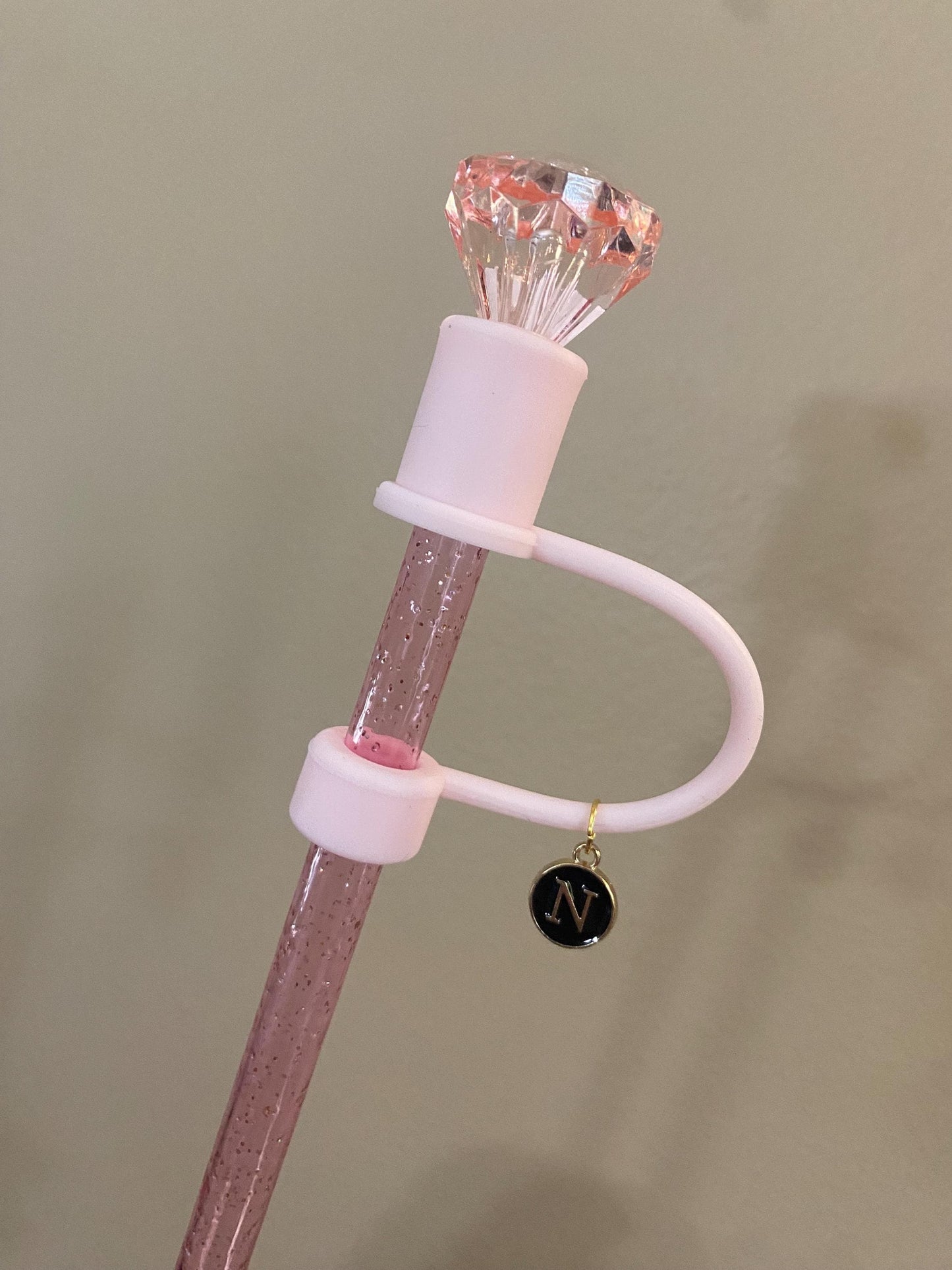 Interchangeable & Personalizable Light Pink Glacier Diamond Straw Topper for 10 mm Straws