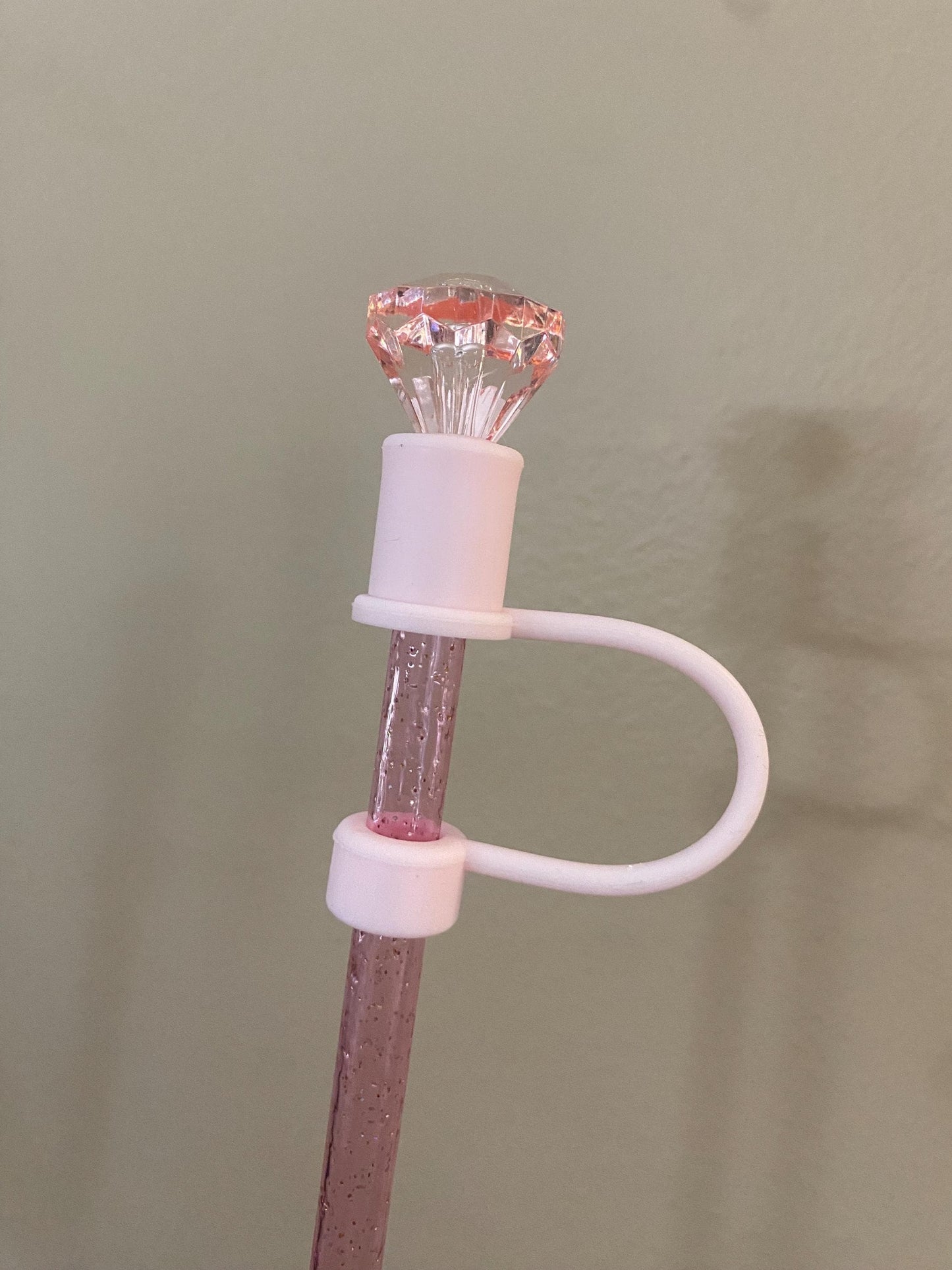 Interchangeable & Personalizable Light Pink Glacier Diamond Straw Topper for 10 mm Straws