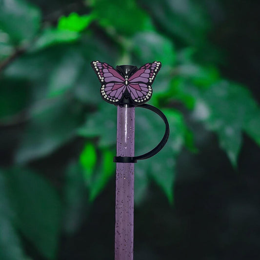 Purple Butterfly Straw Topper for 10 mm Straws