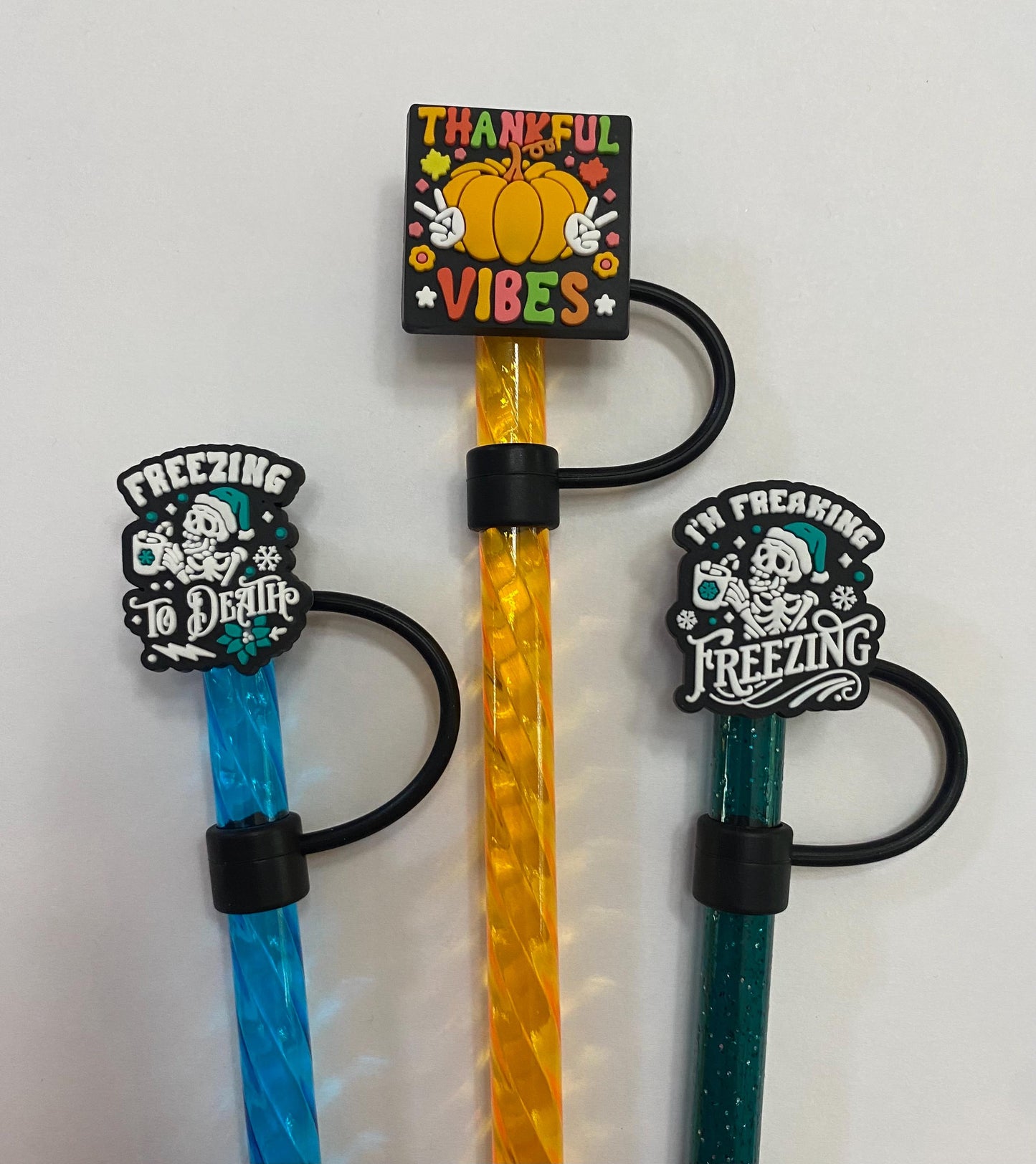 1 Deluxe Thankful Vibes Straw Topper for 10 mm Straws