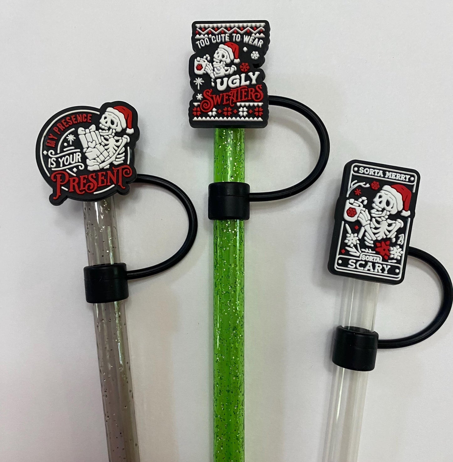 1 Deluxe Sorta Merry Sorta Scary Straw Topper for 10 mm Straws