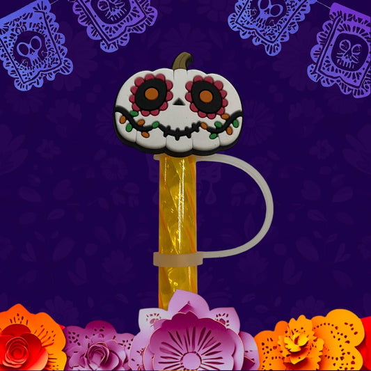 Dia de Los Muertos Pumpkin Straw Topper for 10 mm Straws