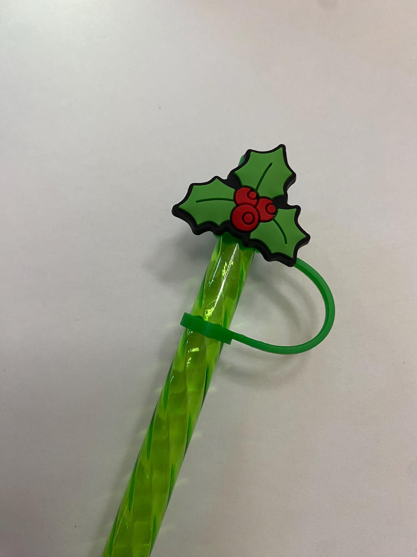 Holly Mistletoe Straw Topper for 10 mm Straws