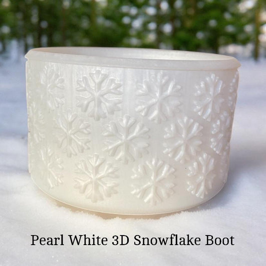 White Pearl Shimmer 3D Snowflake Silicone Boot