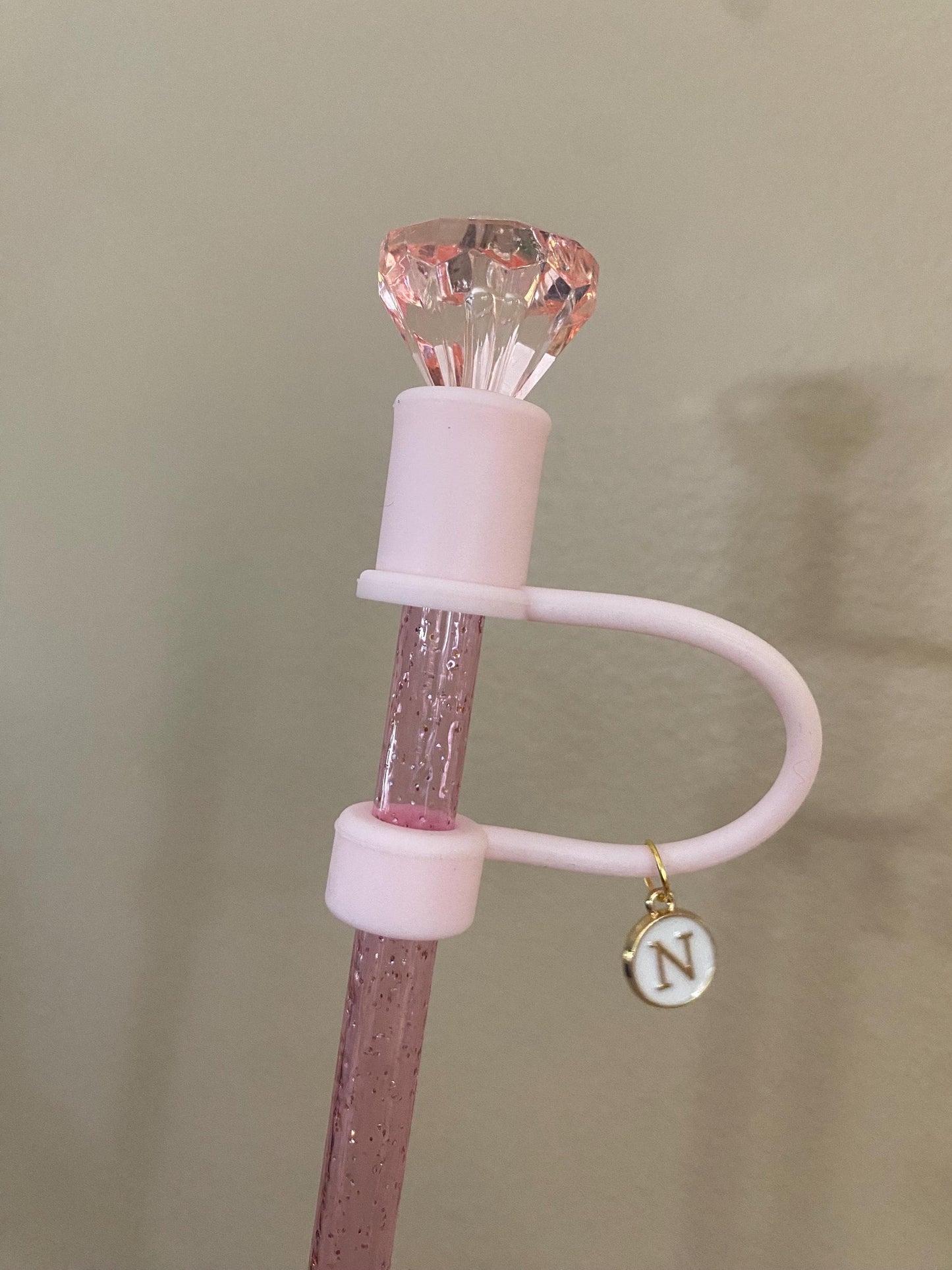 Interchangeable & Personalizable Light Pink Glacier Diamond Straw Topper for 10 mm Straws