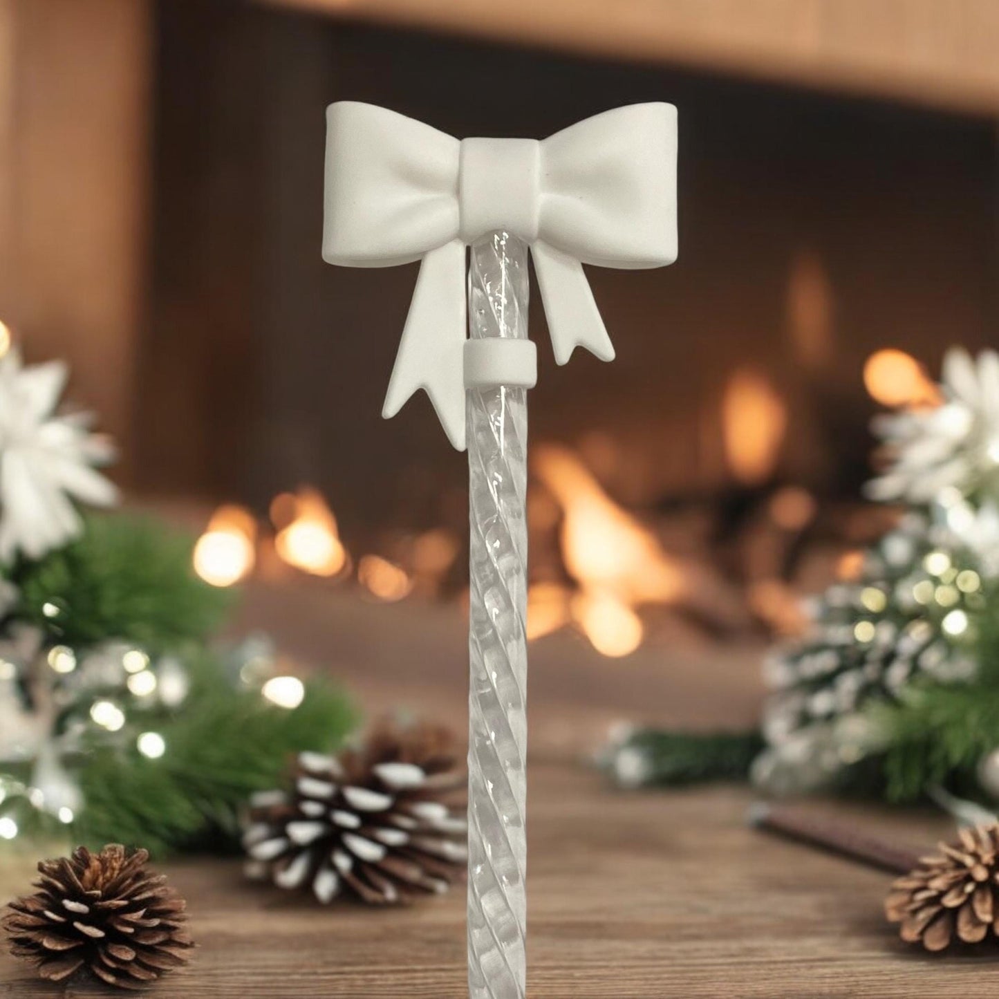 3D White Silicone Bow Straw Topper for 10 mm Straws