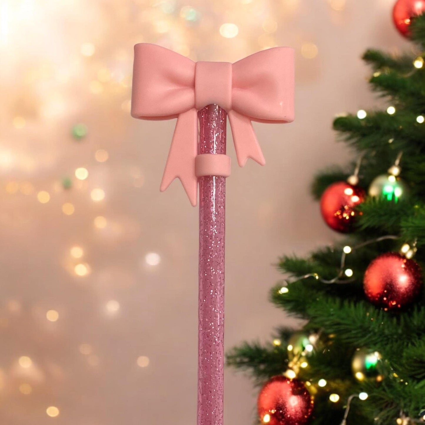 3D Light Pink Silicone Bow Straw Topper for 10 mm Straws