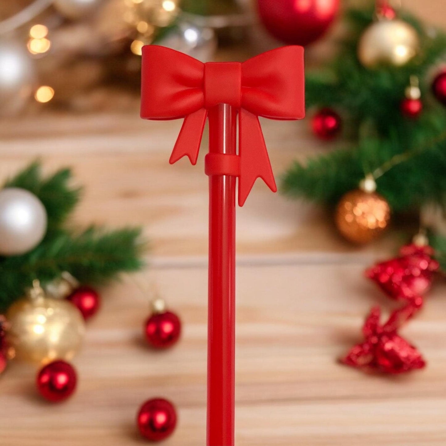 3D Red Silicone Bow Straw Topper for 10 mm Straws