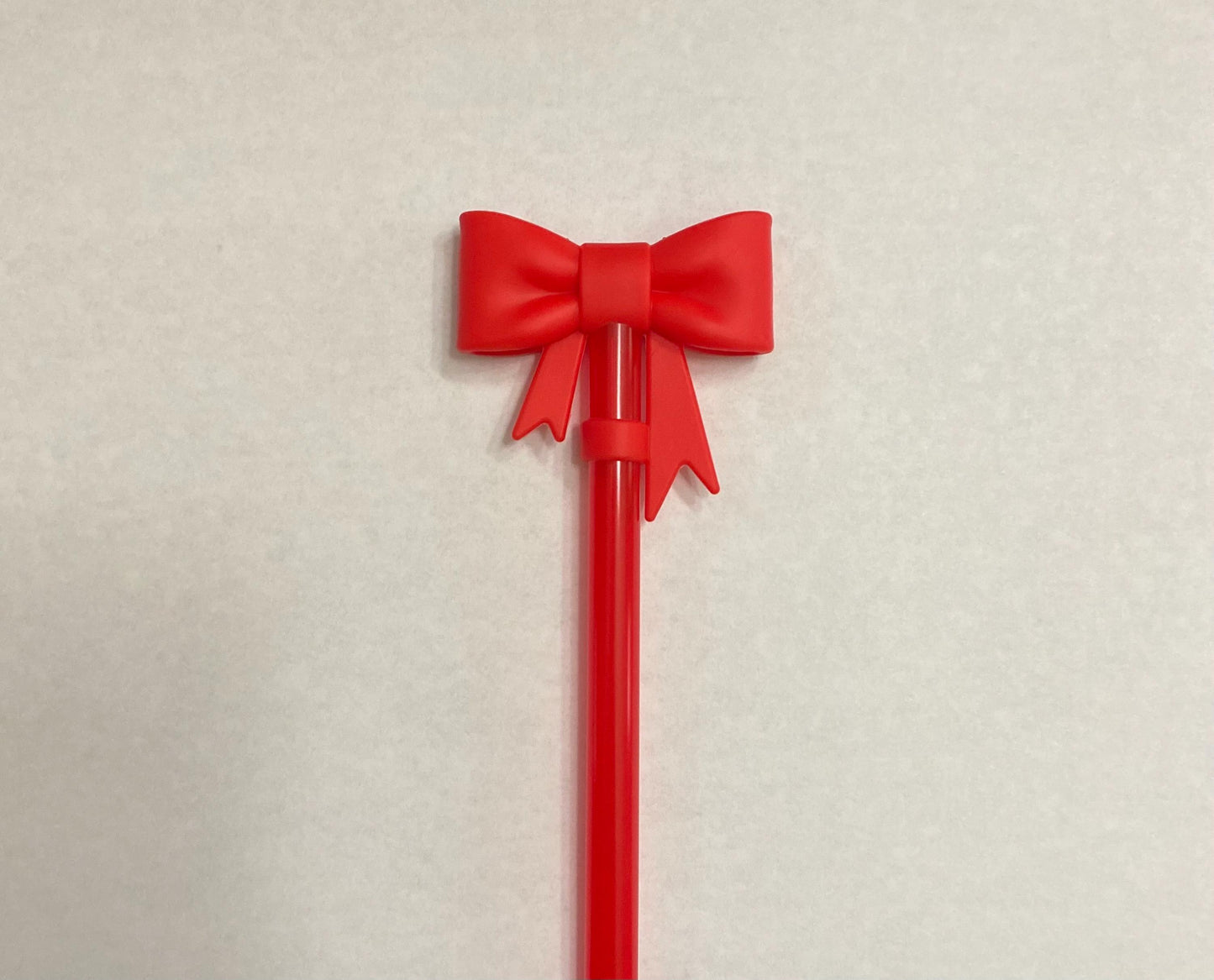 3D Red Silicone Bow Straw Topper for 10 mm Straws