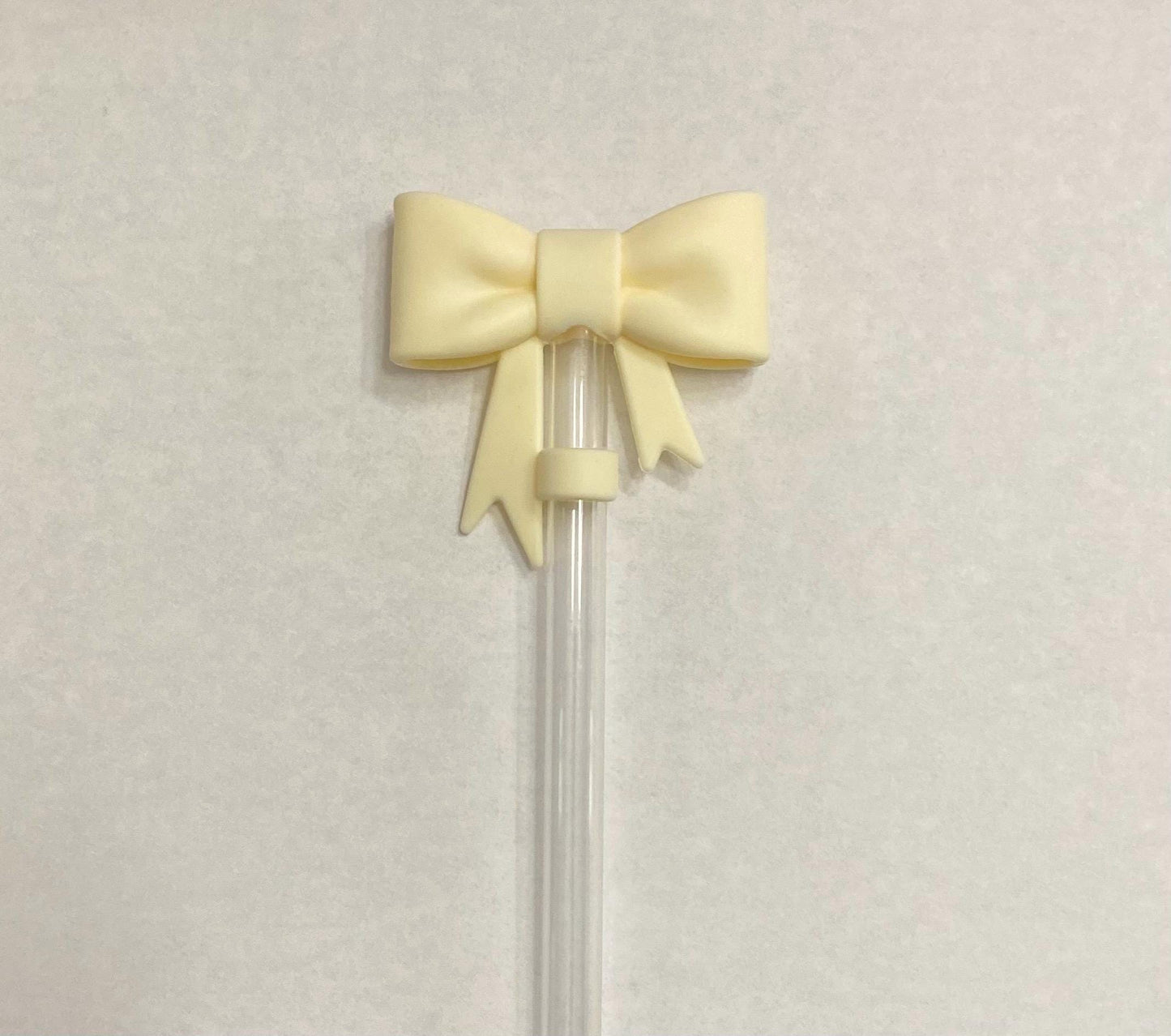 3D Cream Silicone Bow Straw Topper for 10 mm Straws