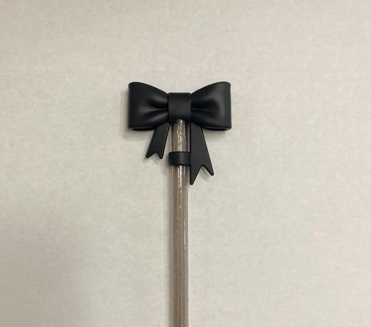 3D Black Silicone Bow Straw Topper for 10 mm Straws