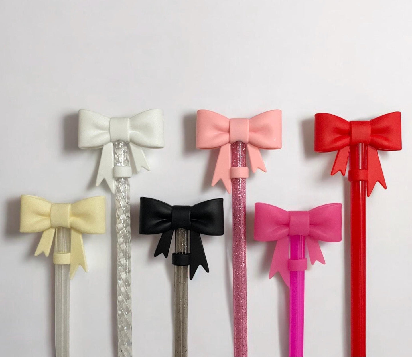 3D Hot Pink Silicone Bow Straw Topper for 10 mm Straws