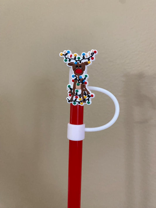 1 Deluxe Christmas Reindeer Straw Topper for 10 mm Straws