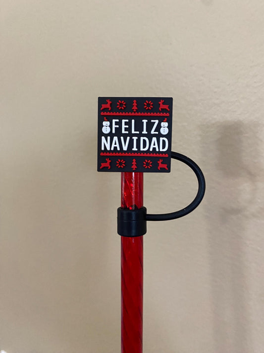 1 Deluxe Feliz Navidad Straw Topper for 10 mm Straws