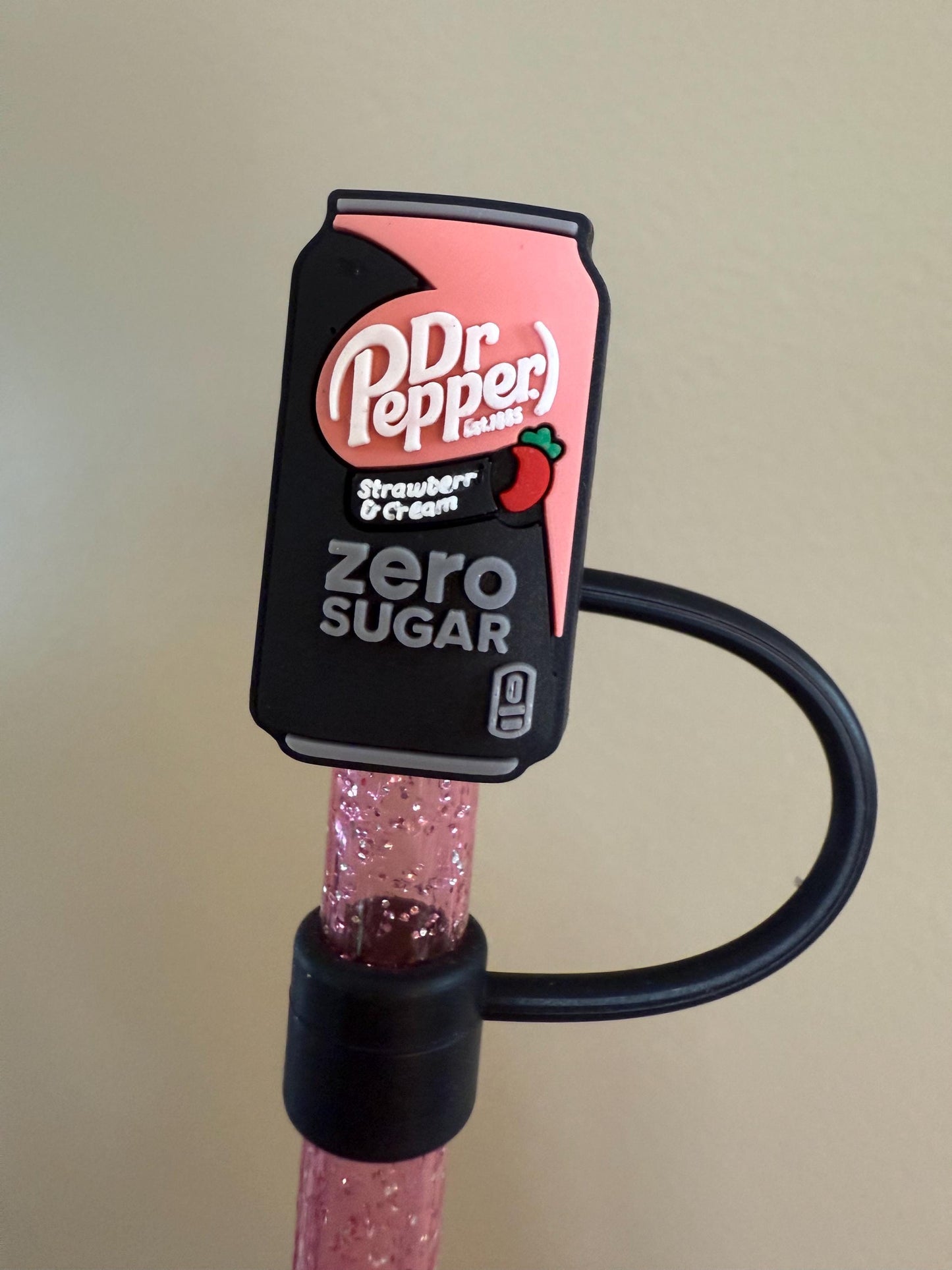 1 Deluxe Strawberries & Cream Soda Pop Straw Topper for 10 mm Straws