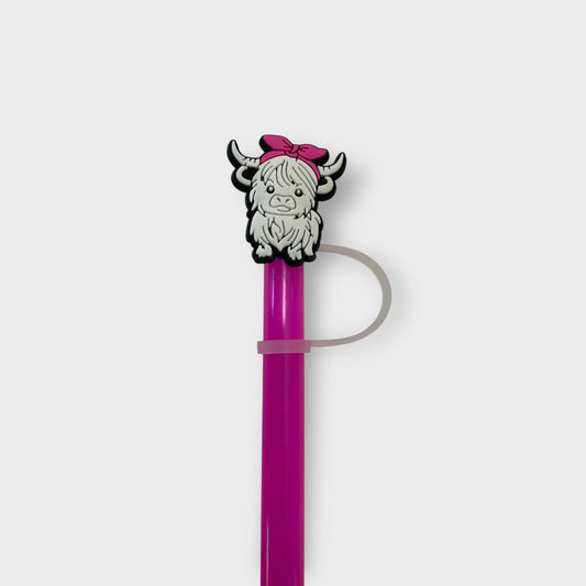 Pink Highland Cow Straw Topper for 10 mm Straws
