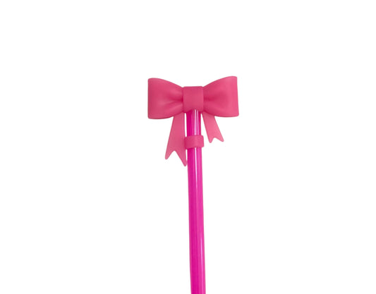 3D Hot Pink Silicone Bow Straw Topper for 10 mm Straws