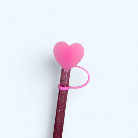 Translucent Pink Heart Straw Topper for 10 mm Straws